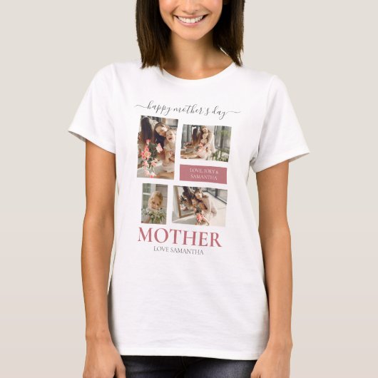 Happy Mothers Day Eenvoudig Modern Script Vier Fot T-shirt (Voorkant)
