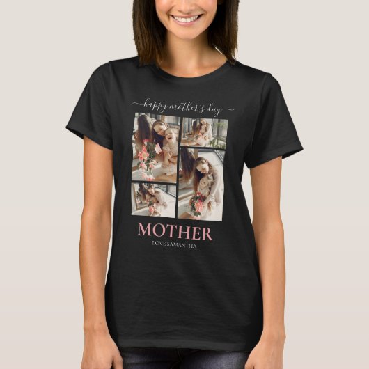 Happy Mothers Day Eenvoudig Modern Script Vier Fot T-shirt (Voorkant)