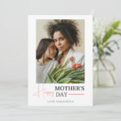 Happy Mothers Day | Eenvoudige moderne scriptfoto Feestdagenkaart (Staand voorkant)