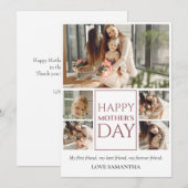 Happy Mothers Day | Eenvoudige moderne scriptfoto Feestdagenkaart (Voorkant / Achterkant)