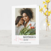 Happy Mothers Day | Eenvoudige moderne scriptfoto Kaart (Gele Bloem)