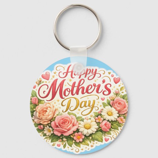 Happy Mother's Day elegant floral double sided tea Sleutelhanger (Voorkant)