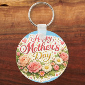Happy Mother's Day elegant floral double sided tea Sleutelhanger (Voorkant)