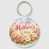 Happy Mother's Day elegant floral double sided tea Sleutelhanger (Achterkant)