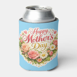 Happy Mother's Day elegant floral wreath teal can Blikjeskoeler