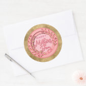 Happy Mother's Day Elegant Modern Pink Floral Ronde Sticker (Envelop)
