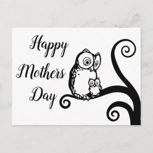 Happy Mothers Day Elegant Owl Tree Briefkaart