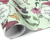 Happy Mothers Day Enchanted Spring Garden Groen Cadeaupapier (Rol Hoek)