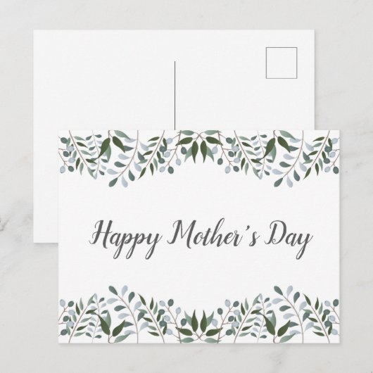 Happy Mothers Day Eucalyptus Greenery Floral Briefkaart (Voorkant / Achterkant)