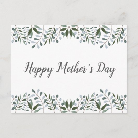 Happy Mothers Day Eucalyptus Greenery Floral Briefkaart (Voorkant)
