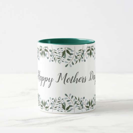 Happy Mothers Day Eucalyptus Greenery Floral Mok (Midden)