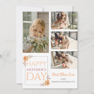 Happy Mothers Day Floral Elegant Script 4 Foto Feestdagenkaart