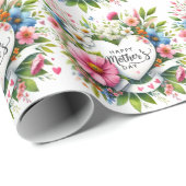 Happy Mothers Day Floral Heart Cadeaupapier (Rol Hoek)