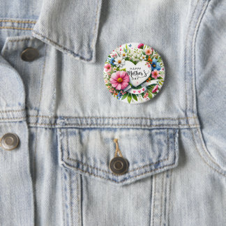 Happy Mothers Day Floral Heart Ronde Button 5,7 Cm