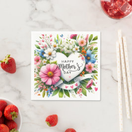 Happy Mothers Day Floral Heart Servet