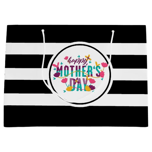 Happy Mothers Day Floral & typografie Groot Cadeauzakje (Voorkant)