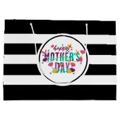 Happy Mothers Day Floral & typografie Groot Cadeauzakje (Achterkant)