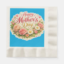 Happy Mother's Day floral wreath pocket Servet
