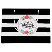 Happy Mothers Day Floral Wreath Stripes Groot Cadeauzakje (Voorkant)