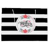 Happy Mothers Day Floral Wreath Stripes Groot Cadeauzakje (Achterkant)