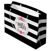 Happy Mothers Day Floral Wreath Stripes Groot Cadeauzakje (Achterkant Gekanteld)