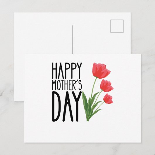 Happy Mothers Day Flower Briefkaart (Voorkant / Achterkant)