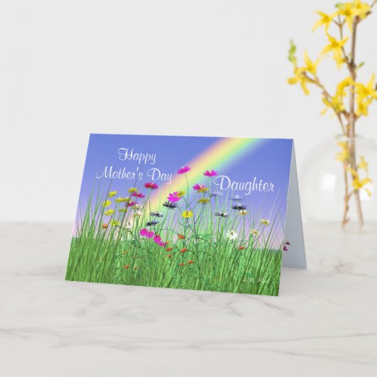 Happy Mothers Day for Daughter Spring Flowers Kaart (Gele Bloem)