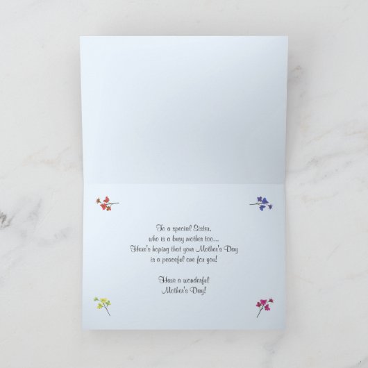 Happy Mothers Day for Sister Spring Flowers Kaart (Binnen)