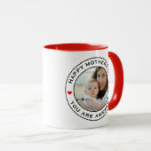 Happy Mothers Day Foto Harart Red White Tekst Mok (Voorkant rechts)