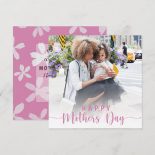 Happy Mothers Day Foto's & Roze Floral Feestdagenkaart