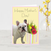 Happy Mother's Day French Bulldog greeting card Kaart (Gele Bloem)