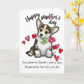 Happy Mother's Day from your Corgi Dog Card Kaart (Gele Bloem)
