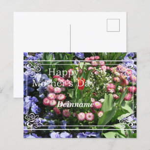 happy mothers day , frühlingsblumen mit schrift briefkaart