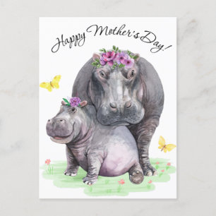 Happy Mothers Day Fun Hippo Briefkaart