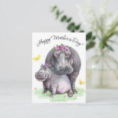 Happy Mothers Day Fun Hippo Briefkaart (Staand voorkant)