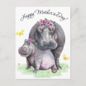 Happy Mothers Day Fun Hippo Briefkaart (Voorkant)