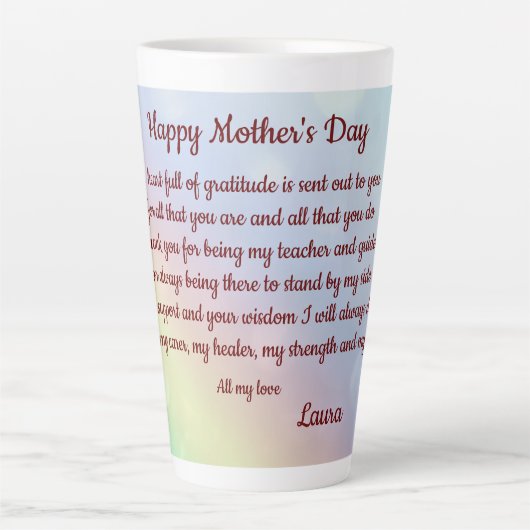 Happy Mother's Day Gedicht gepersonaliseerd Latte Mok (Voorkant)