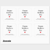 Happy Mothers Day gepersonaliseerd Vierkante Sticker (Vel)