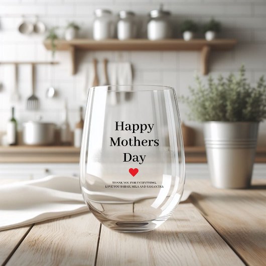 Happy Mothers Day gepersonaliseerd Wijnglas Zonder Voet