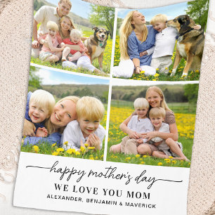Happy Mothers Day Gepersonaliseerde 4 Fotocollage Fleece Deken
