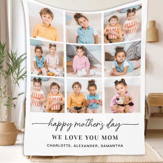 Happy Mothers Day Gepersonaliseerde Moderne 9 Foto Fleece Deken