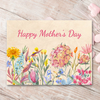 Happy Mother's Day Gift Watercolor Flowers Feestdagenkaart