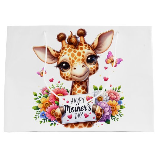Happy Mothers Day Giraffe Groot Cadeauzakje (Voorkant)