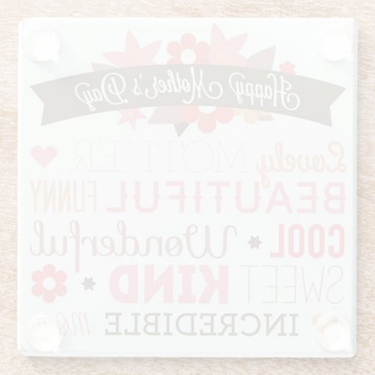 Happy Mothers Day Glazen Onderzetter (Achterkant)