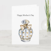 Happy Mother's Day Gold Hearts Bottle with Bow Kaart (Voorkant)