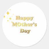 Happy mothers day. Gold simple script calligraphy  Ronde Sticker (Voorkant)
