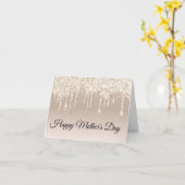 Happy Mothers Day gouden druppelaars luxe Kaart (Gele Bloem)