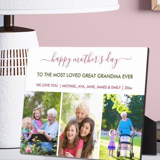 Happy Mothers Day Great Grandma 3 Aangepaste foto Fotoplaat