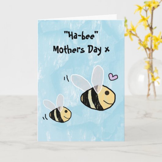 Happy Mothers Day - Hap-Bee Moederdag Kaart (Gele Bloem)