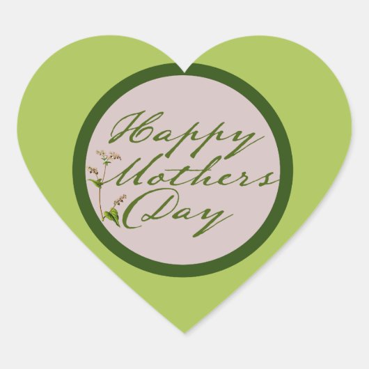 Happy Mothers Day Hart Sticker (Voorkant)